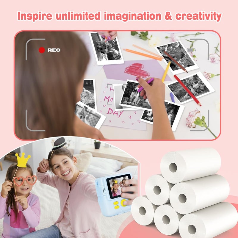 Phetium 20 Rolls Kids Camera Instant Print Refill Paper Set, HD Printing Thermal Paper for Most Kids Instant Camera Photo Print (White-20 Rolls) - Image 4